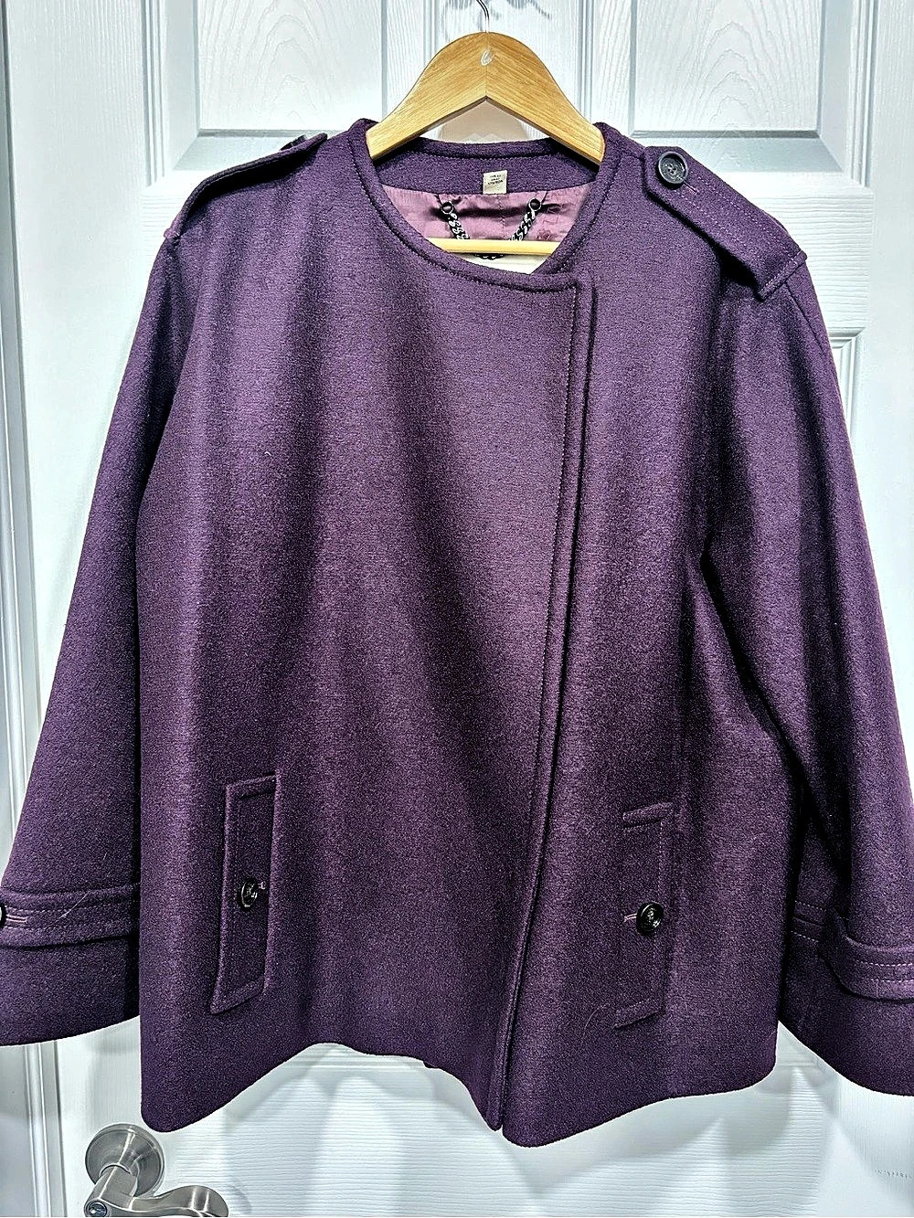 Burberry Deep Purple Wool Pea Coat Size 10